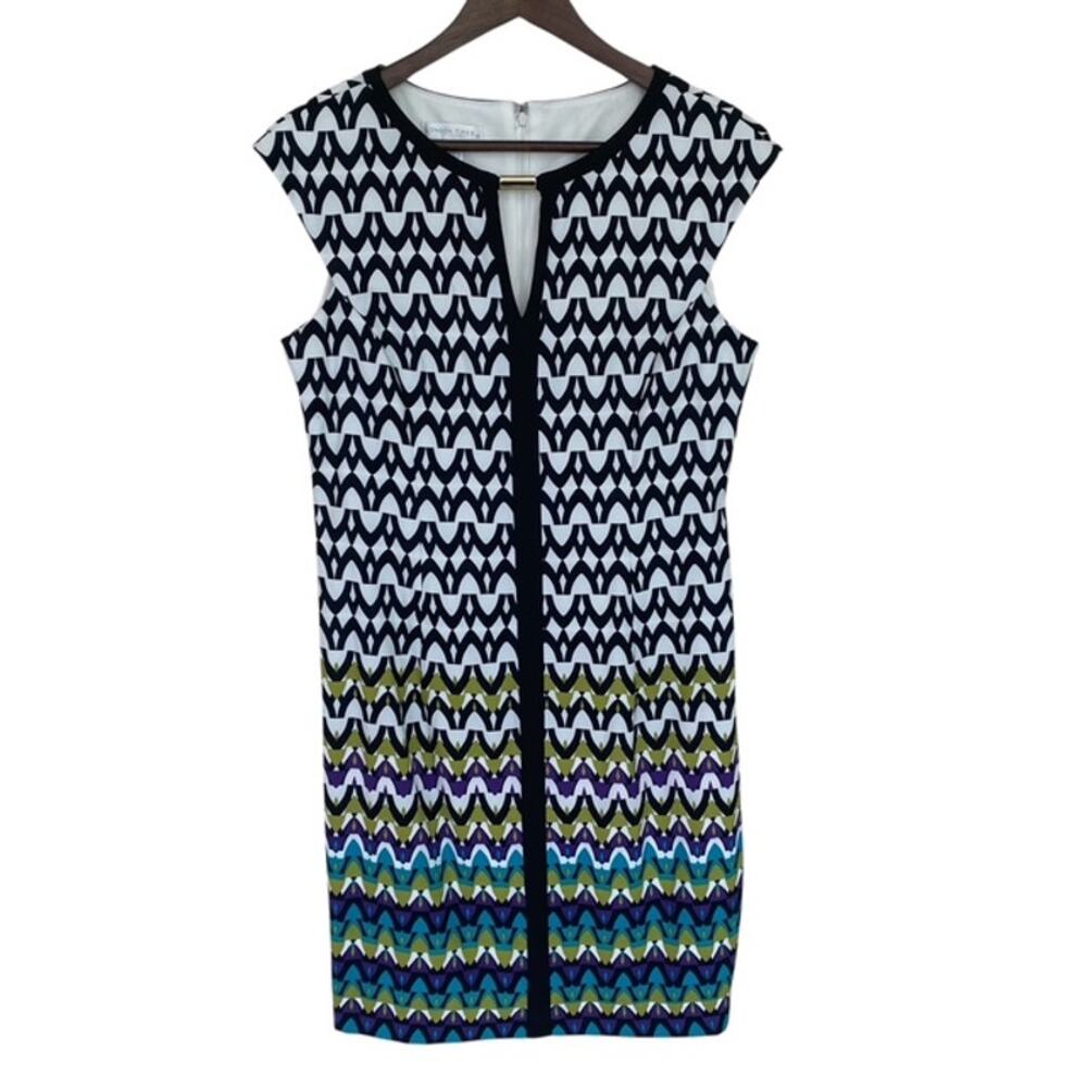 London Times Black and White Sheath Dress - Size 10
